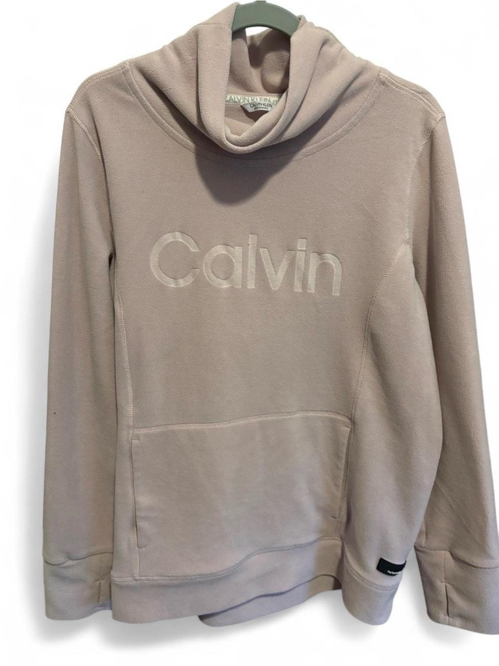 Calvin Klein Mauve Logo Funnel-Neck Pullover